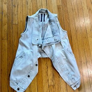 Rick Owens Denim Vest Stone Washed White small